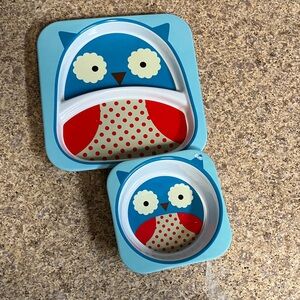 Blue and Red Owl Plate Set skip hop